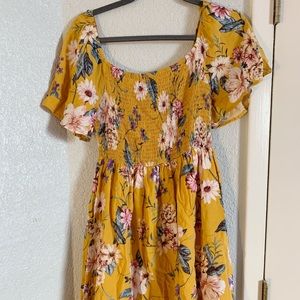 Yellow flower summer dress